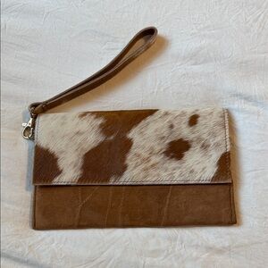 Elegant Cowhide Wristlet Clutch